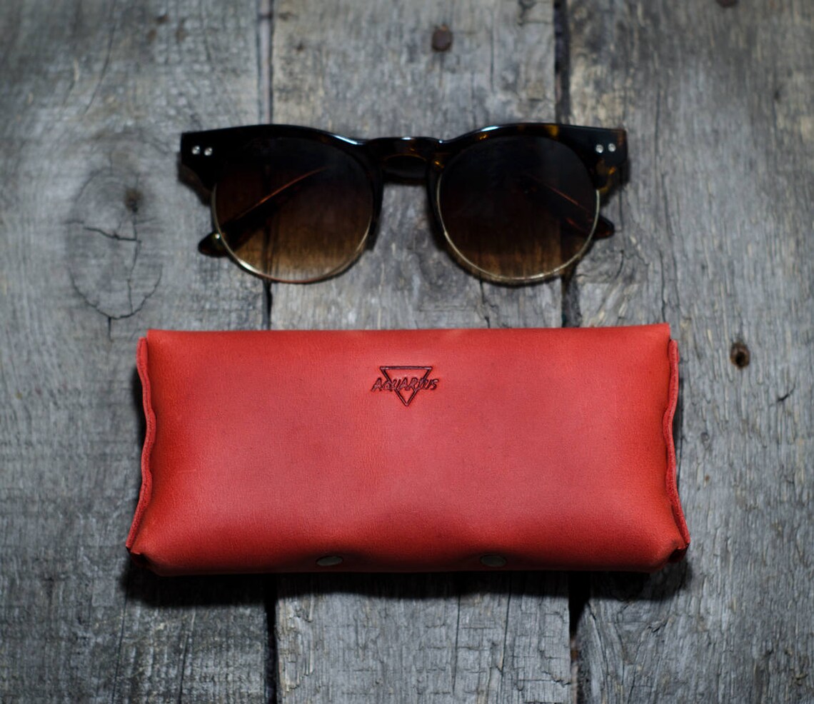 Leather Eyeglass Case red leather Sunglasses Case Glasses Case Etsy
