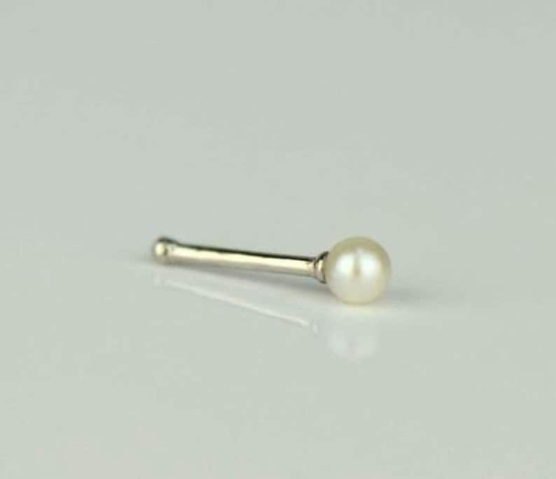 14k Yellow or White Gold Pearl Nose Piercing Stud