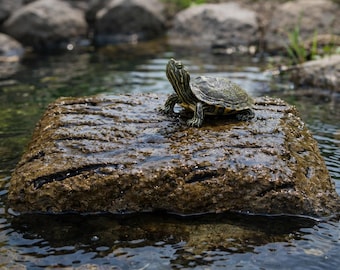 Turtle Basking Raft, Faux Bark Floating Dock, Pond Decor