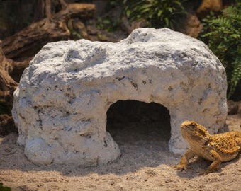 Large Faux Stone Reptile Cave Hide – Bearded Dragon Hideout – Snake Hide – Tortoise Cave – Custom Reptile Caves Available