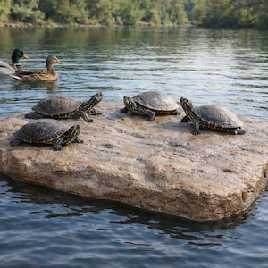 Extra Large Turtle Floating Island, Basking Platform, Faux Stone Pond Raft, Multi Turtle Dock, Duck Resting Platform