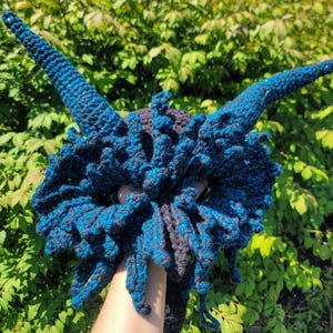 Black and Sparkly Blue Dragon Mask