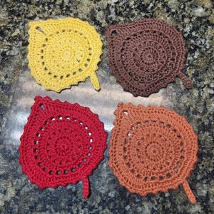 Autumn leaves coaster set, crochet coaster set, crochet leaf coasters, fall decor, autumn decor, crochet coasters, autumn coasters