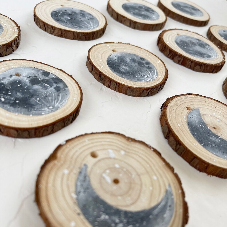 Moon Ornaments Wood Slice Ornament Astronomy Ornament Etsy