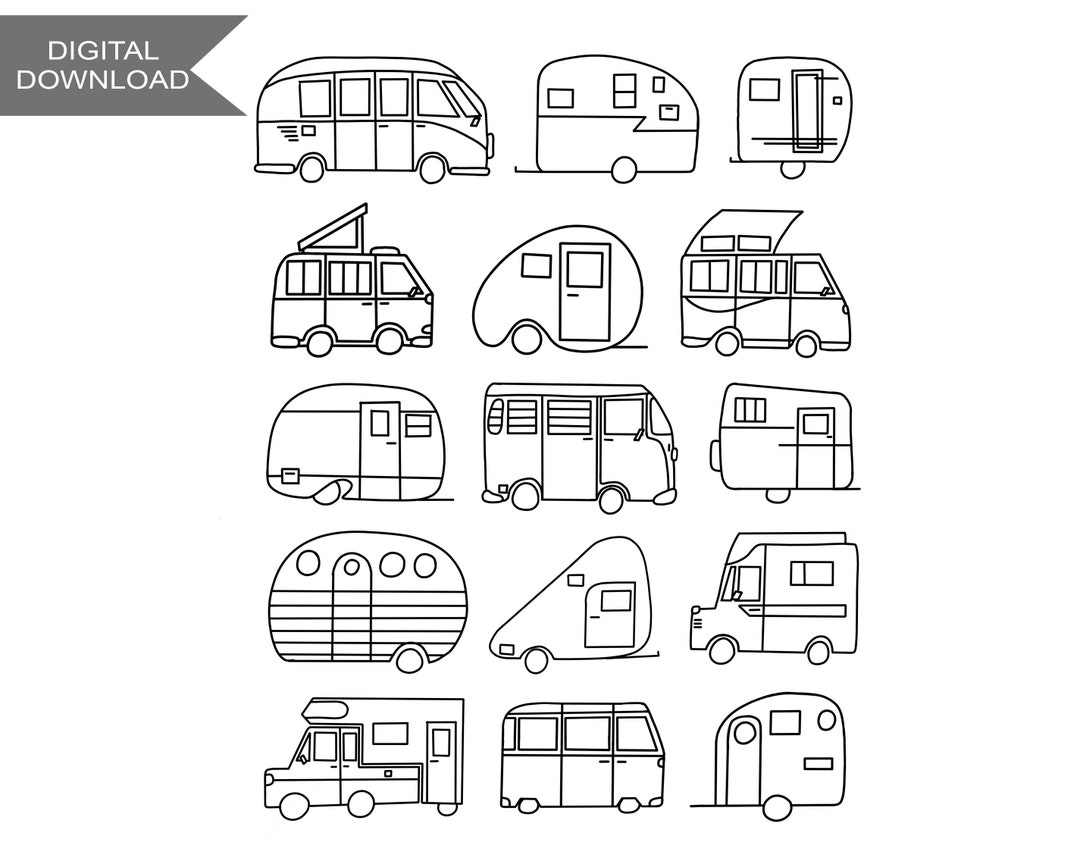 Digital Download Happy Campers - Printable, Hand Lettered, Camping, RV ...