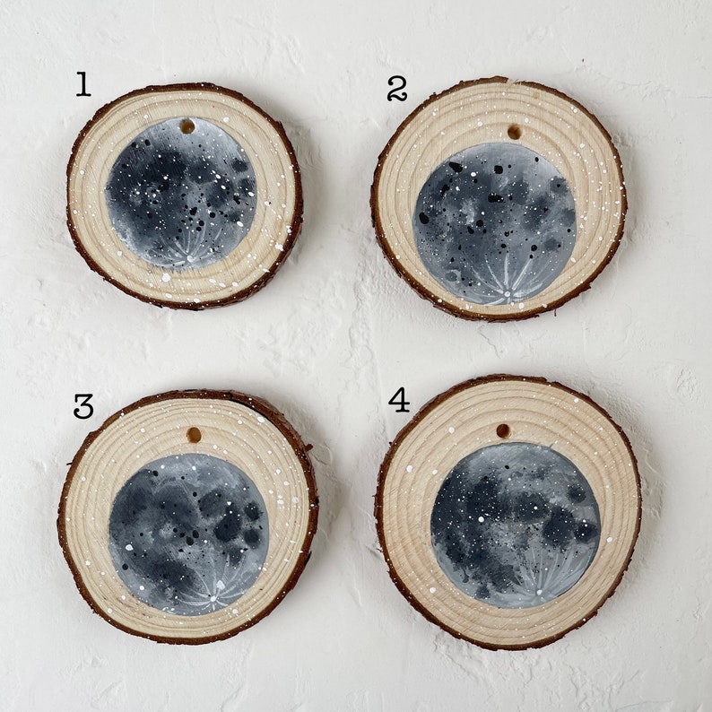 Moon Ornaments Wood Slice Ornament Astronomy Ornament Etsy