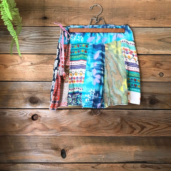 Vintage Patchwork Reversible Skirt- Handmade, 100… - image 1