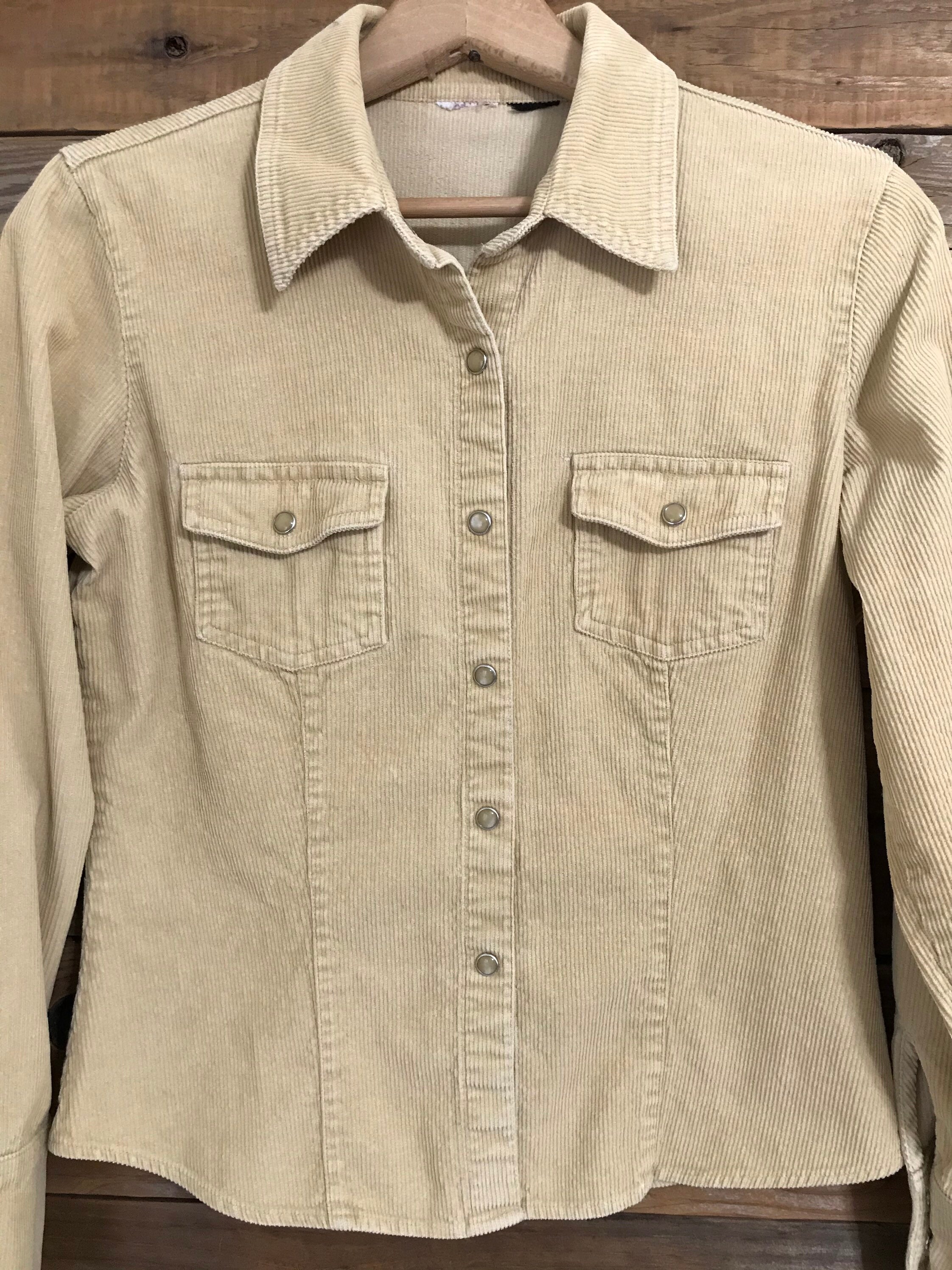 Vintage Corduroy Pearl Snap Button up Shirt or Over Etsy