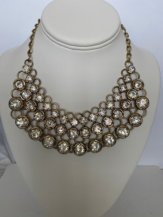 Sparkling mid century costume chain mail bib necklace… Gem