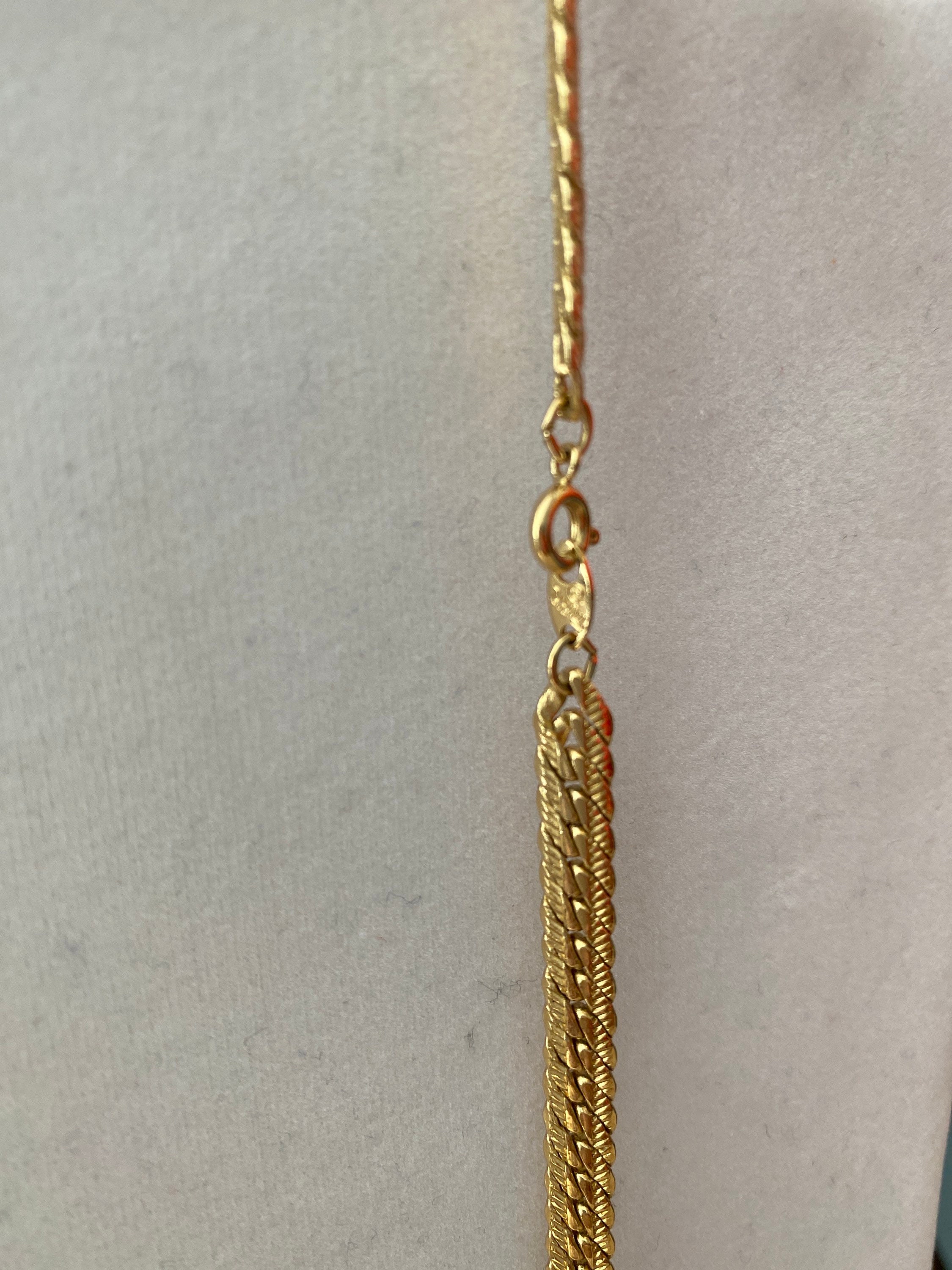 Trifari gold tone 23 inch herringbone chain necklace. Etsy