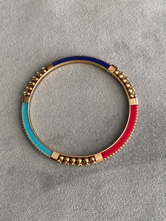 Tri color enamel faux gold bangle bracelet