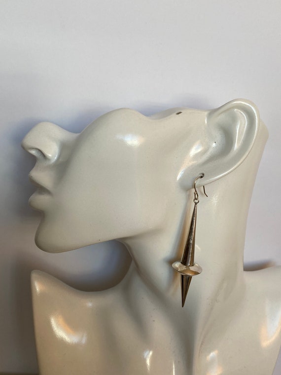 Norwegian sterling silver modernist drop earrings… - image 4