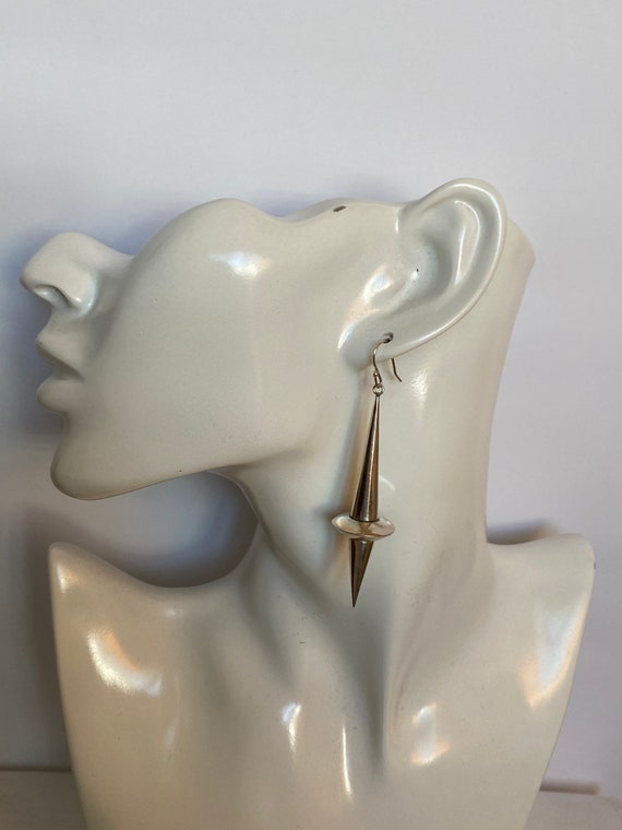 Norwegian sterling silver modernist drop earrings… - image 5