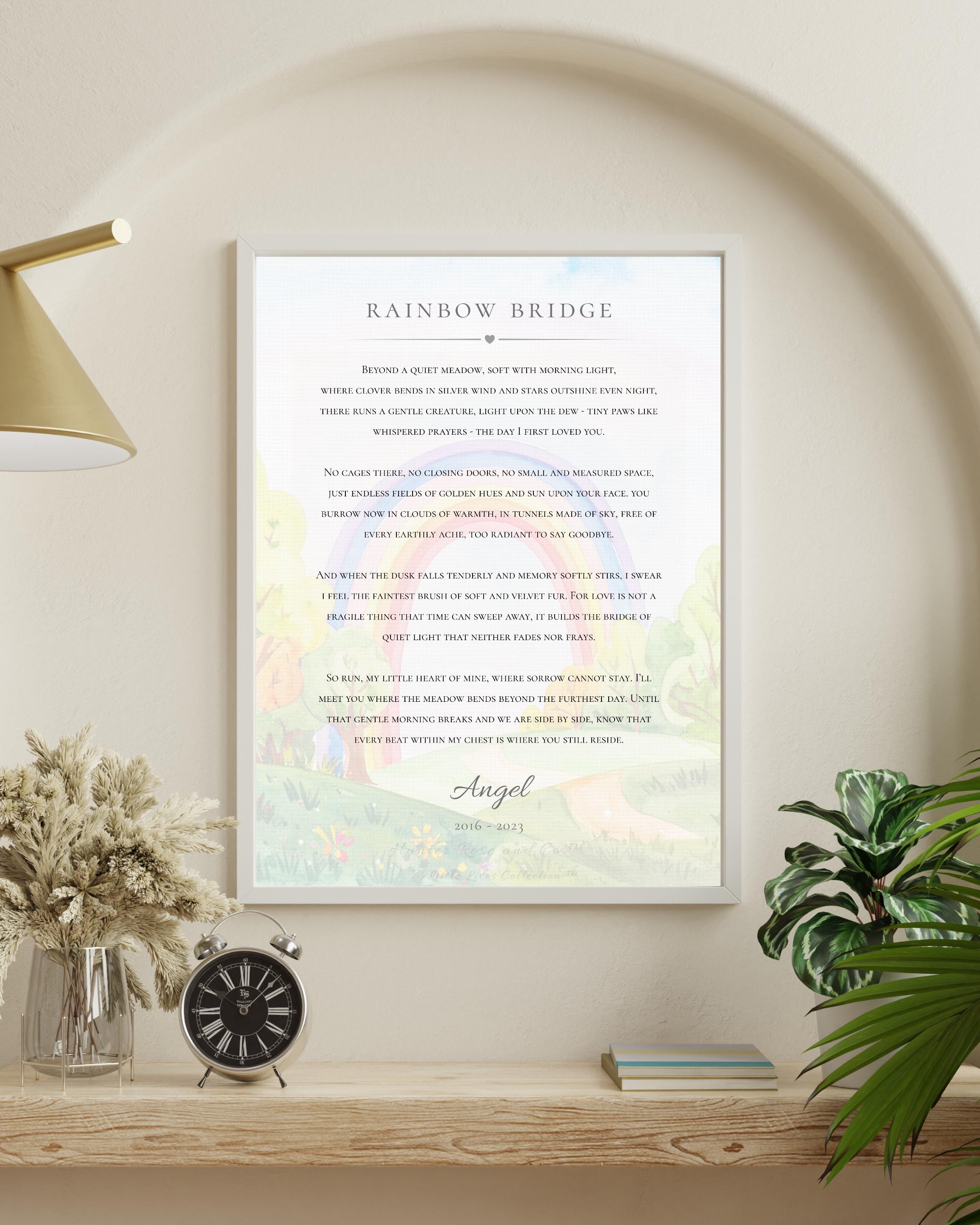 Rainbow Bridge Poem Print | Pet Loss Gift | Personalized Dog or Cat ...