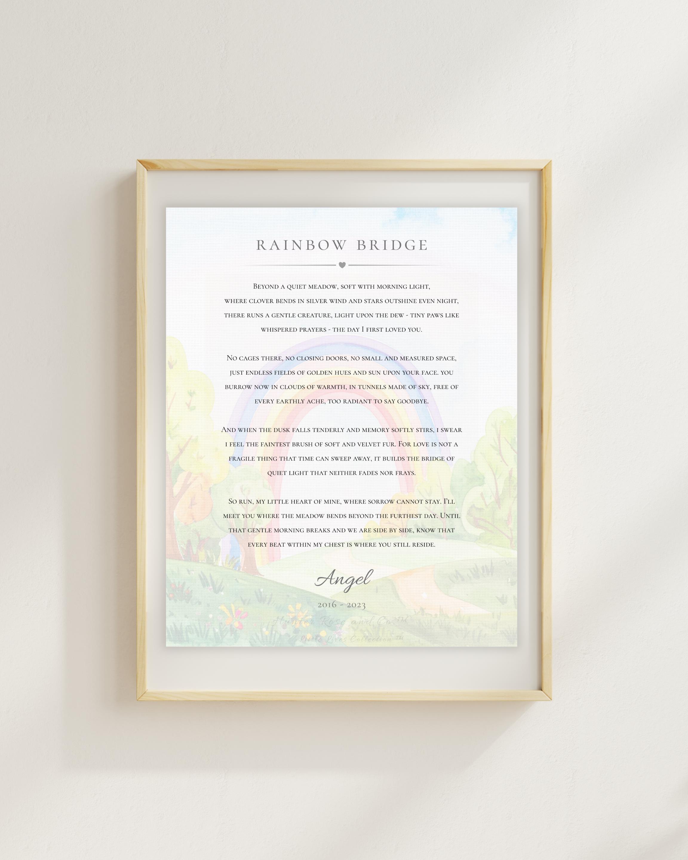 Rainbow Bridge Poem Print | Pet Loss Gift | Personalized Dog or Cat ...