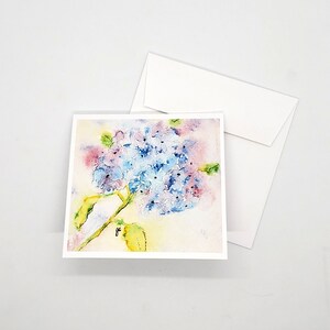 Carte-cadeau florale d'hortensias pour toutes les occasions, carte de voeux à encadrer de 5 x 5 pouces à partir d'aquarelles originales, cadeau apaisant, amoureux de la nature du jardin