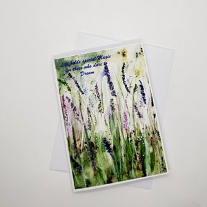 Carte de voeux florale lavande, imprimée à partir d'aquarelle originale « Un rêve d'été », carte d'art aquarelle « Un rêve d'été », 5 x 7 po. Été, art à encadrer