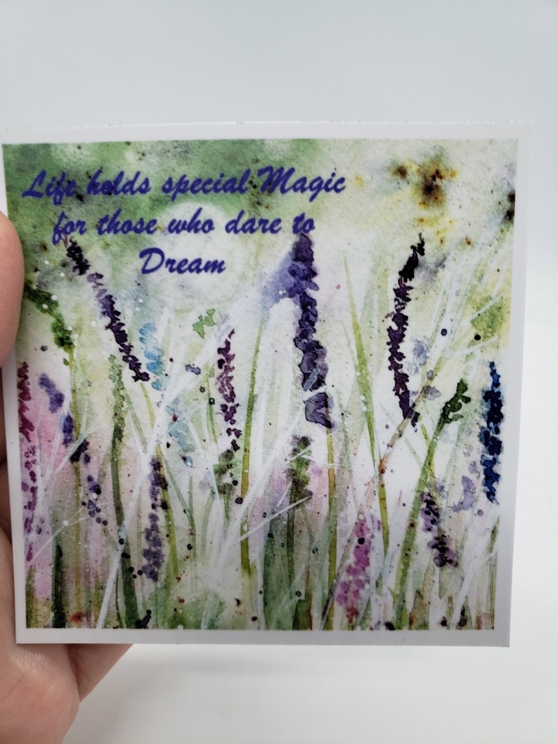 Fine Art fridge magnets, choose from 2 designs, 3 x 3, photographic prints of watercolor fine art, Wildflowers or Lavender with quote Lavender Magnet