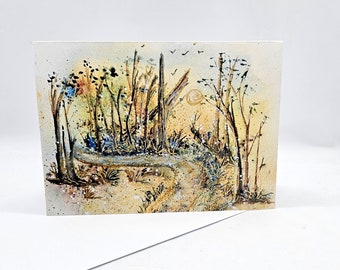 Faeries Walk, Magical forest greeting card, full moon, A forest for Fairies, Fine art print, any occasion gift card  5 x 7 inches, frameable