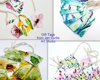 Gift tags made from Fine Art prints, sets of 8 or get a custom pac - sunflowers, wildflowers, lavender art, fabulous packaging accessory