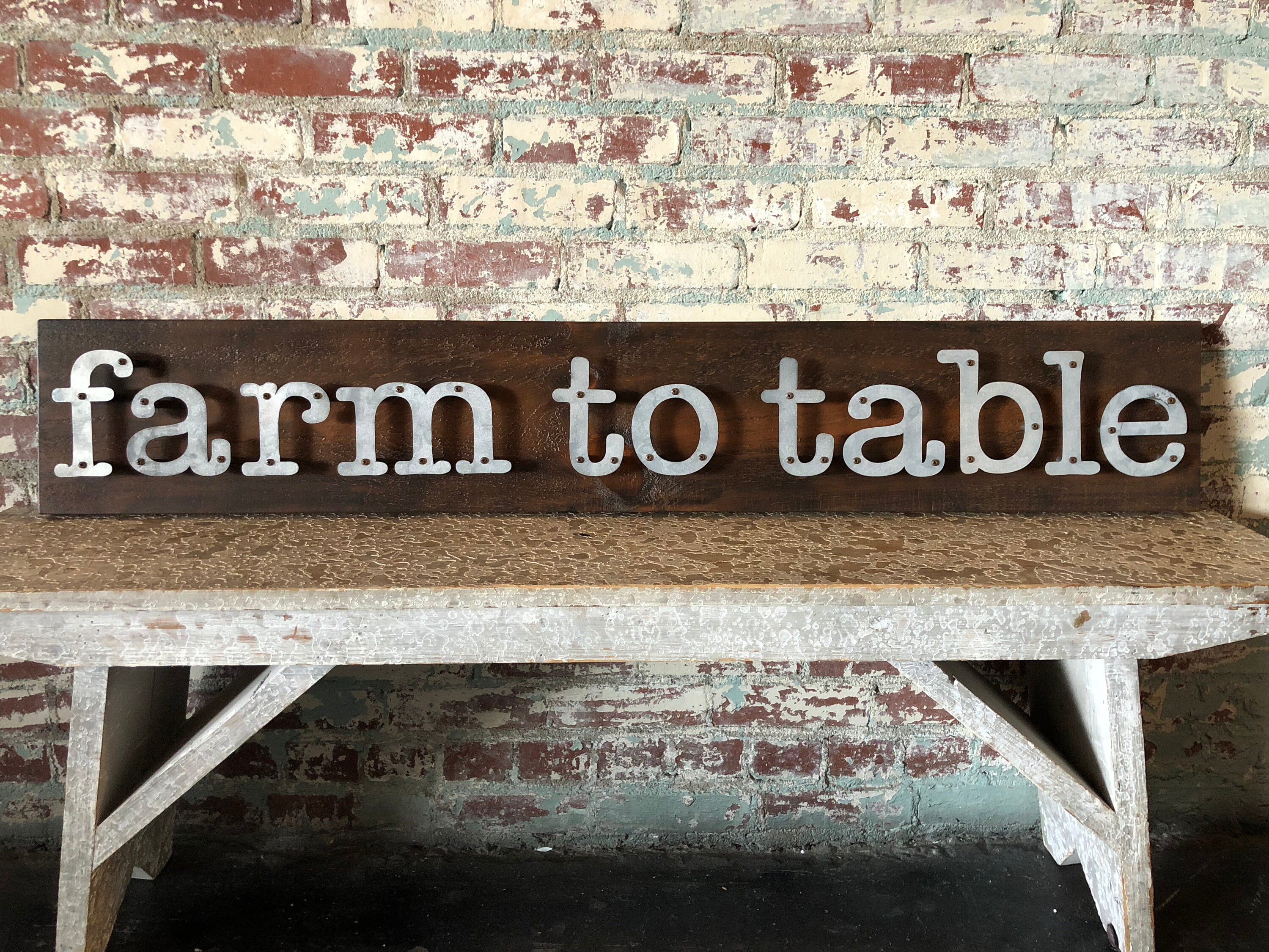 Farm to Table Wood and Metal Farmhouse Sign with ...