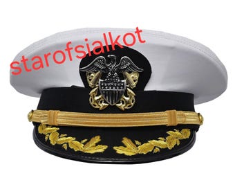 Gorra de capitán de la marina de EE. UU. con cubierta superior extraíble – Envío desde EE. UU.