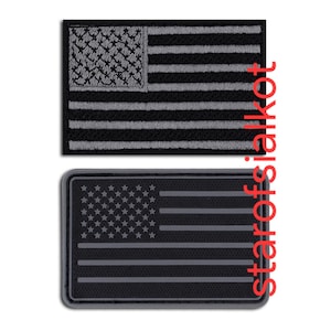 Tactical American Flag PVC & Embroidered Patches 2 Piece Set 3x2 Inch,Hook Loop Backing, for Military Uniforms, Backpacks, Jackets, GREY