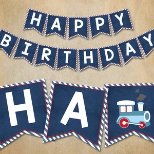 Train Birthday Banner - Birthday Bunting - Happy Birthday Banner - Chugga Chugga Two Two - Birthday Express