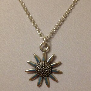 Sterling Silver Sunflower Charm Necklace and Earring Set