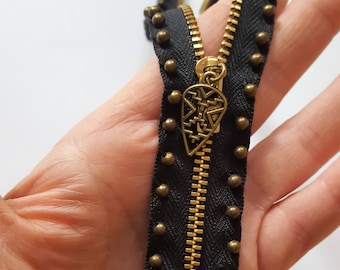 Black Zipper, Zipper Necklace, Vintage Accessory, Statement Necklace, Unique Gift, Rock Jewelry, Party Necklace, Zipper Jewel,Vintage Jewel