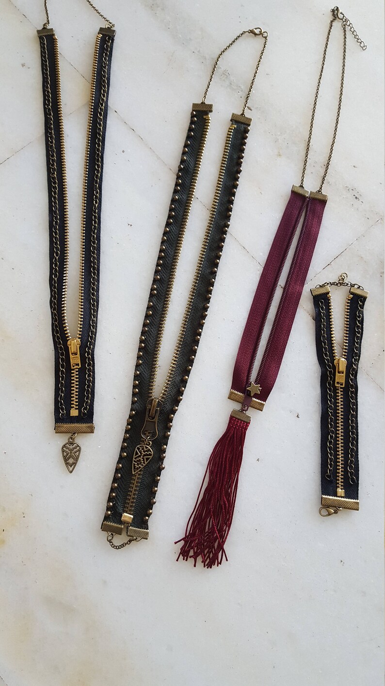 Zipper Jewelry Zipper Necklace Unique Gift Party Rock Etsy