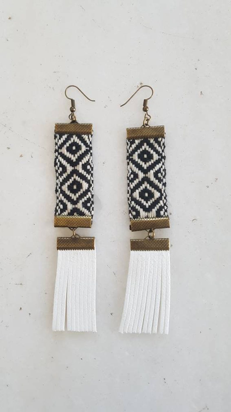 Boho Fringe Earrings,africa Style Earrings,black and White Party