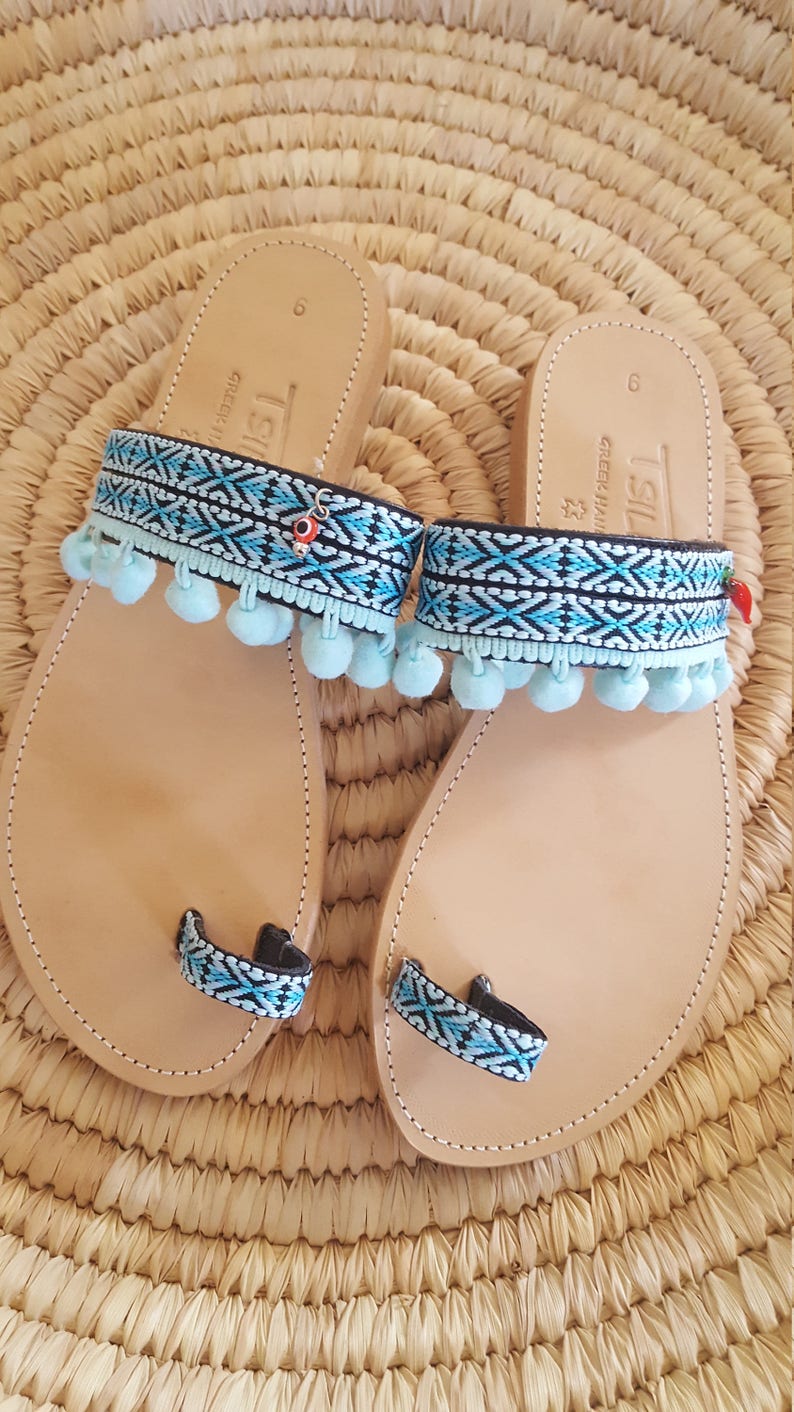 Slip On Artisanal Sandals Handmade Greek Style Boho Sandals