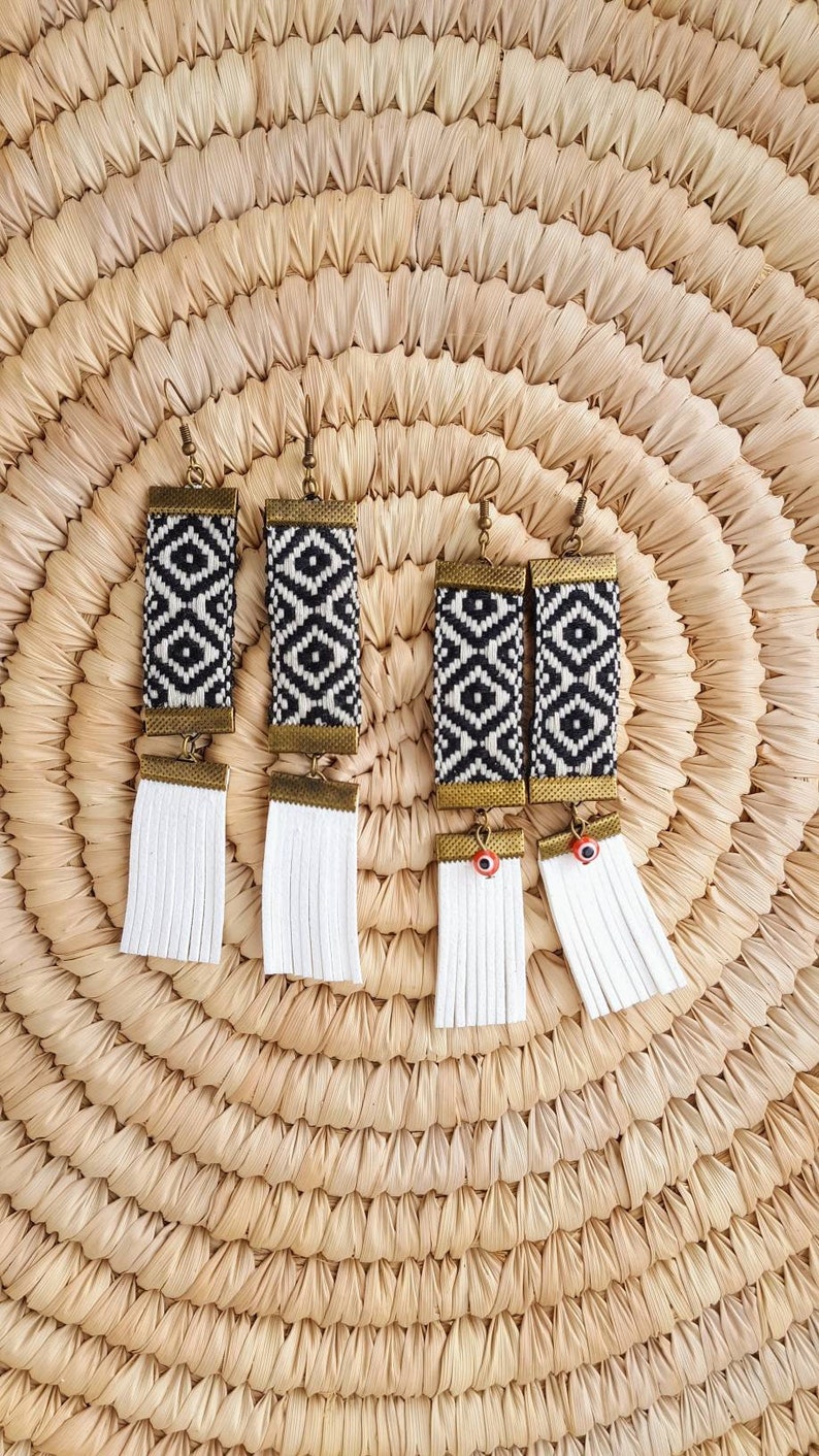 Boho Fringe Earrings,africa Style Earrings,black and White Party