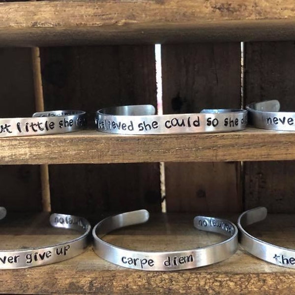 Customizable Hand Stamped Aluminum Cuff