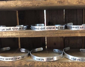 Customizable Hand Stamped Aluminum Cuff