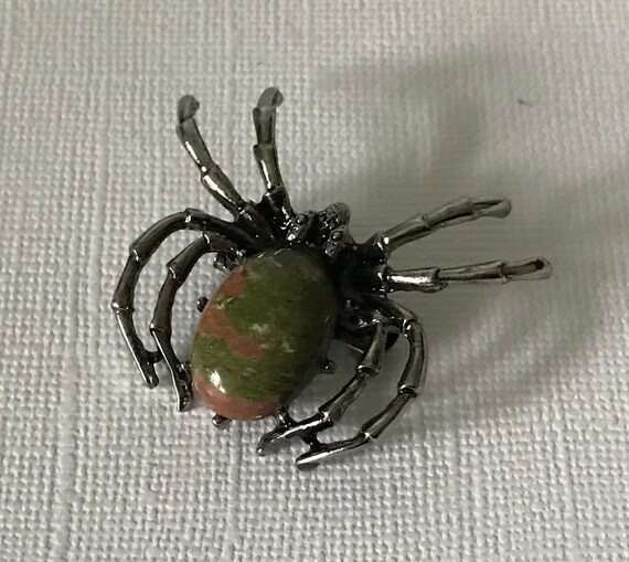 Unakite Jasper spider brooch green spider brooch,… - image 3