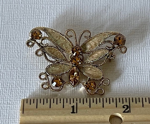 Vintage rhinestone butterfly pin, rhinestone butt… - image 4