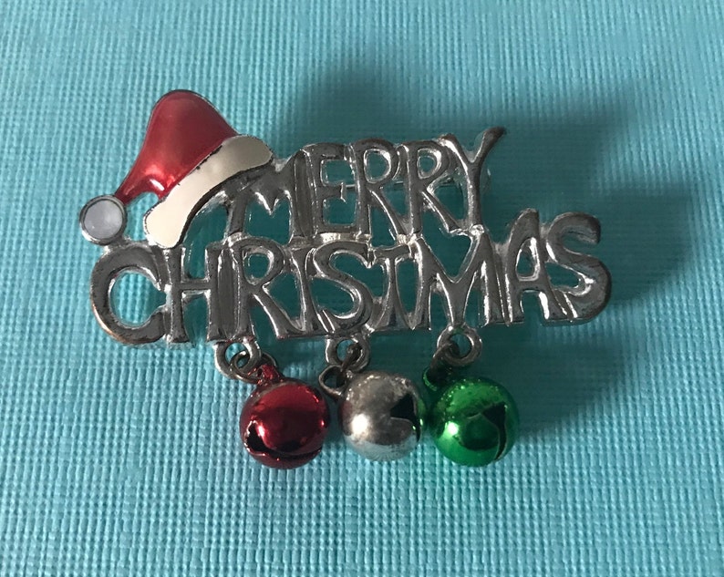 Merry Christmas pin Christmas pin with movable bells jingle image 0