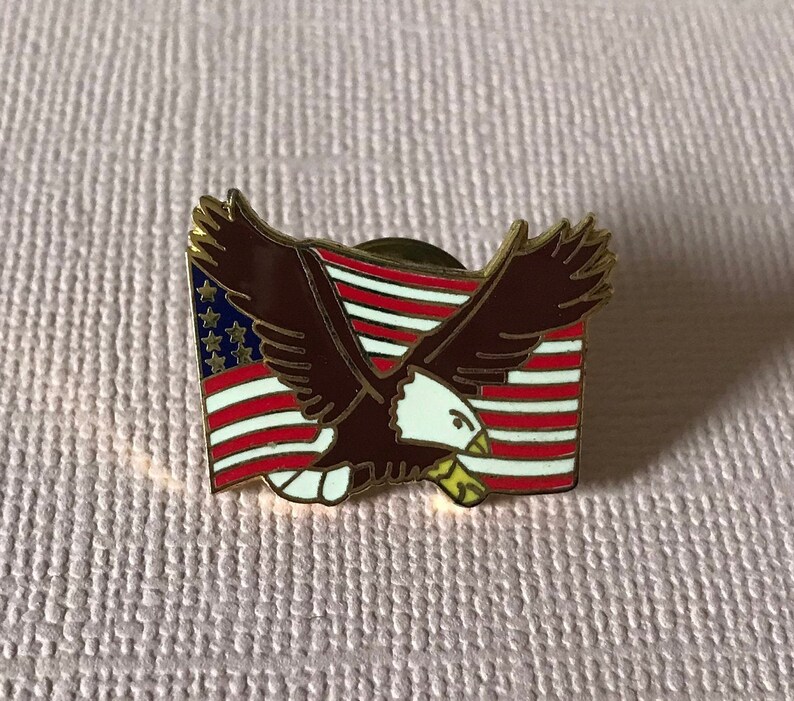 biker pin patriotic jewelry patriotic brooch eagle lapel pin American eagle pin tie tack USA MAGA Vintage American flag lapel pin