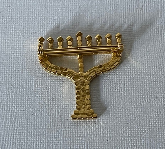Vintage rhinestone menorah pin, Jewish pin, rhine… - image 5
