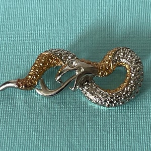Gold and silver snake pin, gold snake pin, silver snake pin, viper brooch, snake brooch, reptile brooch, serpent pin snake pin snake jewelry