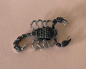 Rhinstone scorpion pin, scorpion pendant, large scorpion brooch, Scorpio, biker brooch, zodiac pin, horoscope, October birthday, rhinestone