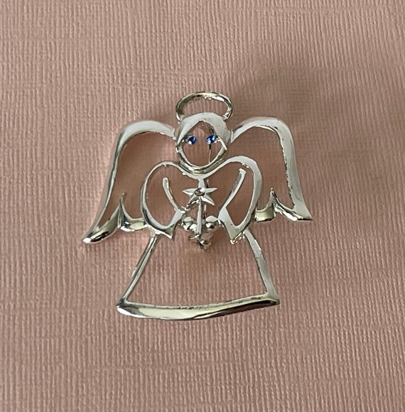 Large vintage angel with halo pin, angel pin, ang… - image 4
