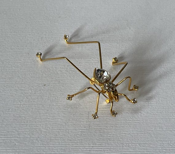 Vintage spider brooch, large spider pin, rhinesto… - image 5