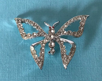 épingle papillon vintage en strass, broche papillon, épingle papillon en argent, épingle insecte, épingle mite, broche papillon en strass, papillons,