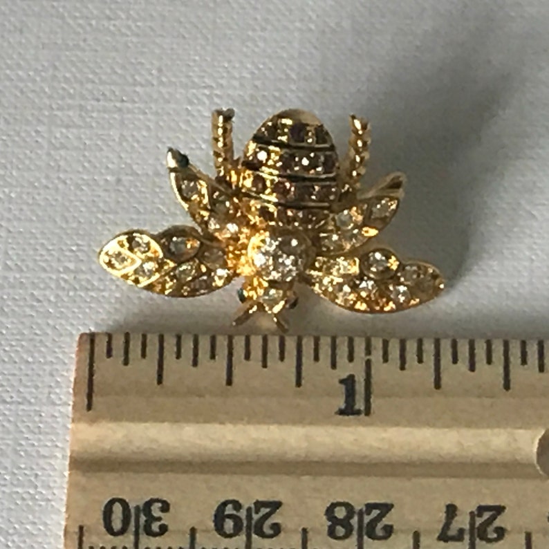 Vintage rhinestone bee pin bee lapel pin gold tone bee pin Etsy