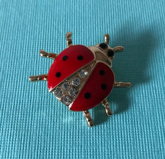 Rhinestone lady bug pin ladybug pin lady bug brooch Etsy