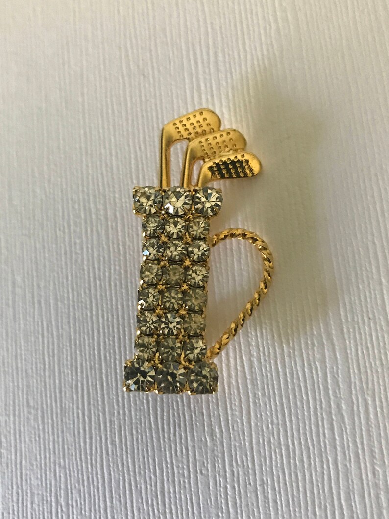 Vintage golf pin golfbag pin golf brooch rhinestone golf bag Etsy