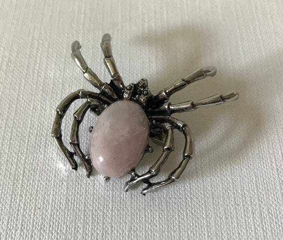 Rose quartz spider brooch, spider pin, Halloween … - image 5